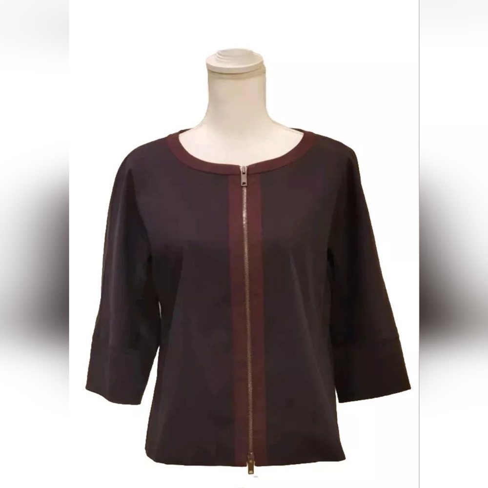 DKNY Women's Faux-Suede Zip-Front Career Blazer/ Jacket Sz 8 Classic Navy Cotton